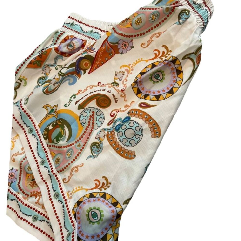 NWOT Bohemian Paisley Print Drawstring Shorts Lounge‎ Elastic Waist Evil Eye - Picture 4 of 4